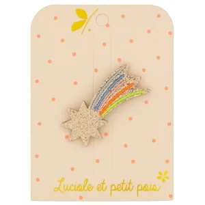 Barrette étoile filante multicolore jaune – Luciole et petit pois